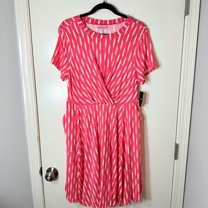 NWT Torrid Super Soft Pink & White‎ Drape Front Midi Dress Size 00